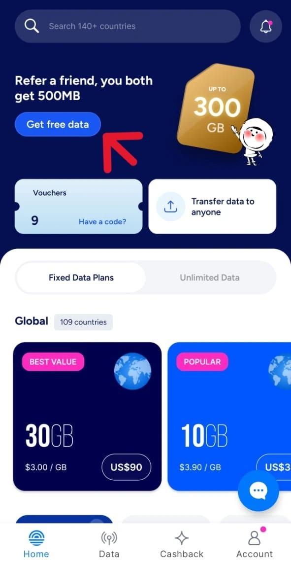 Eskimo Invite section in-app where users can find their referral links.