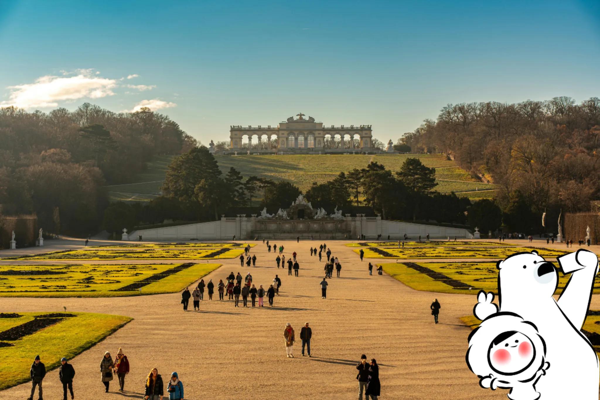 The grand exterior of Schönbrunn Palace, showcasing Vienna as a walkable city break destination.