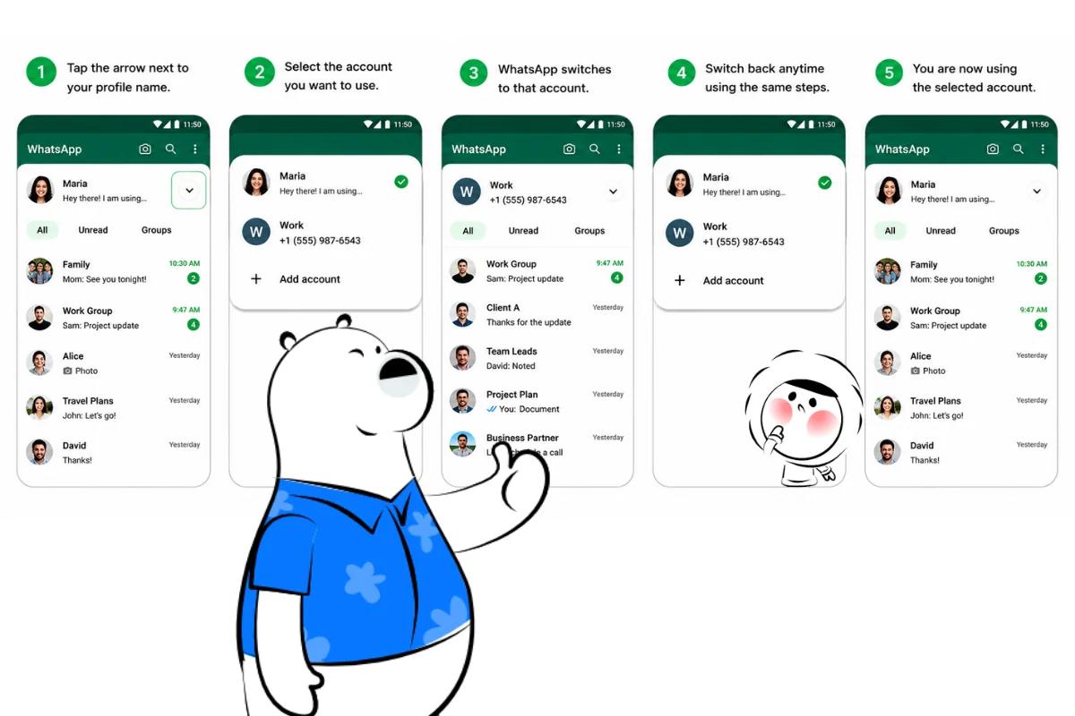 how to switch between whatsapp account