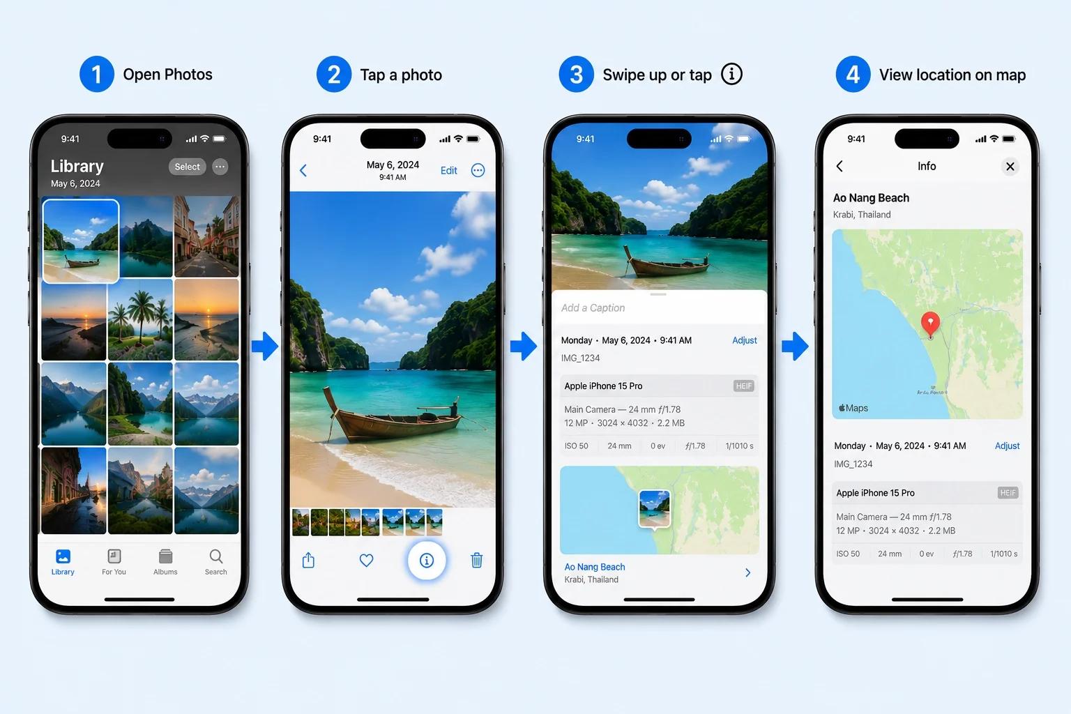 how to find where photo was taken on iPhone