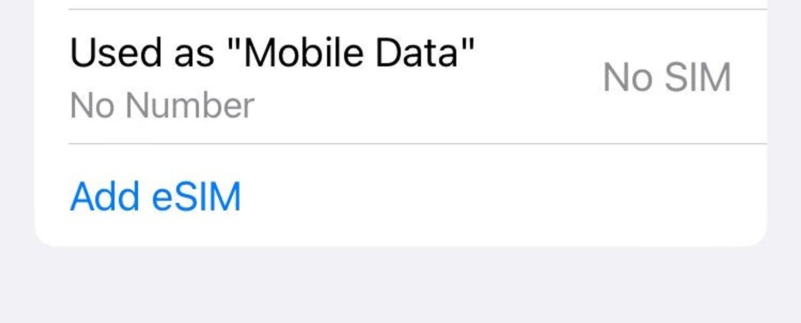 Deleted eSIM on iOS now showing No SIM