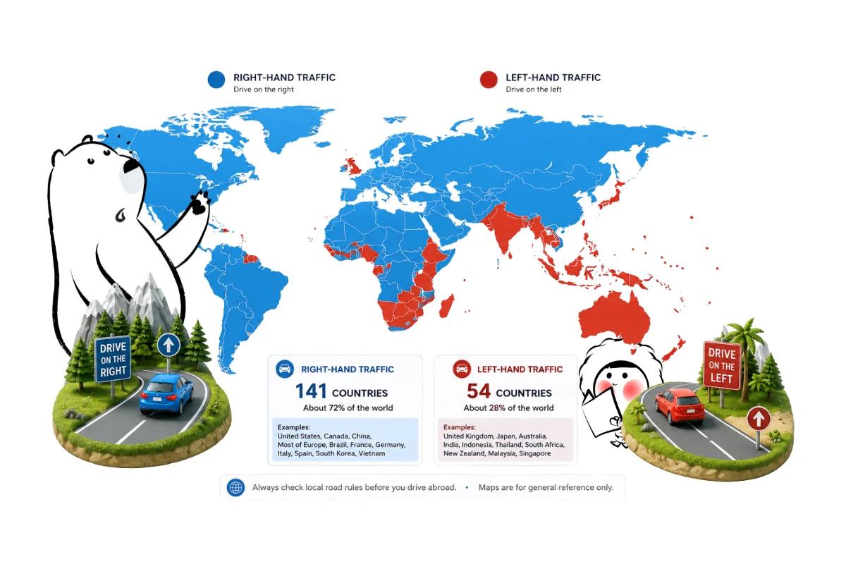World Driving Side Map: What Countries Drive on the Left or Right?
