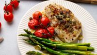 Easy Mediterranean Cod and Asparagus