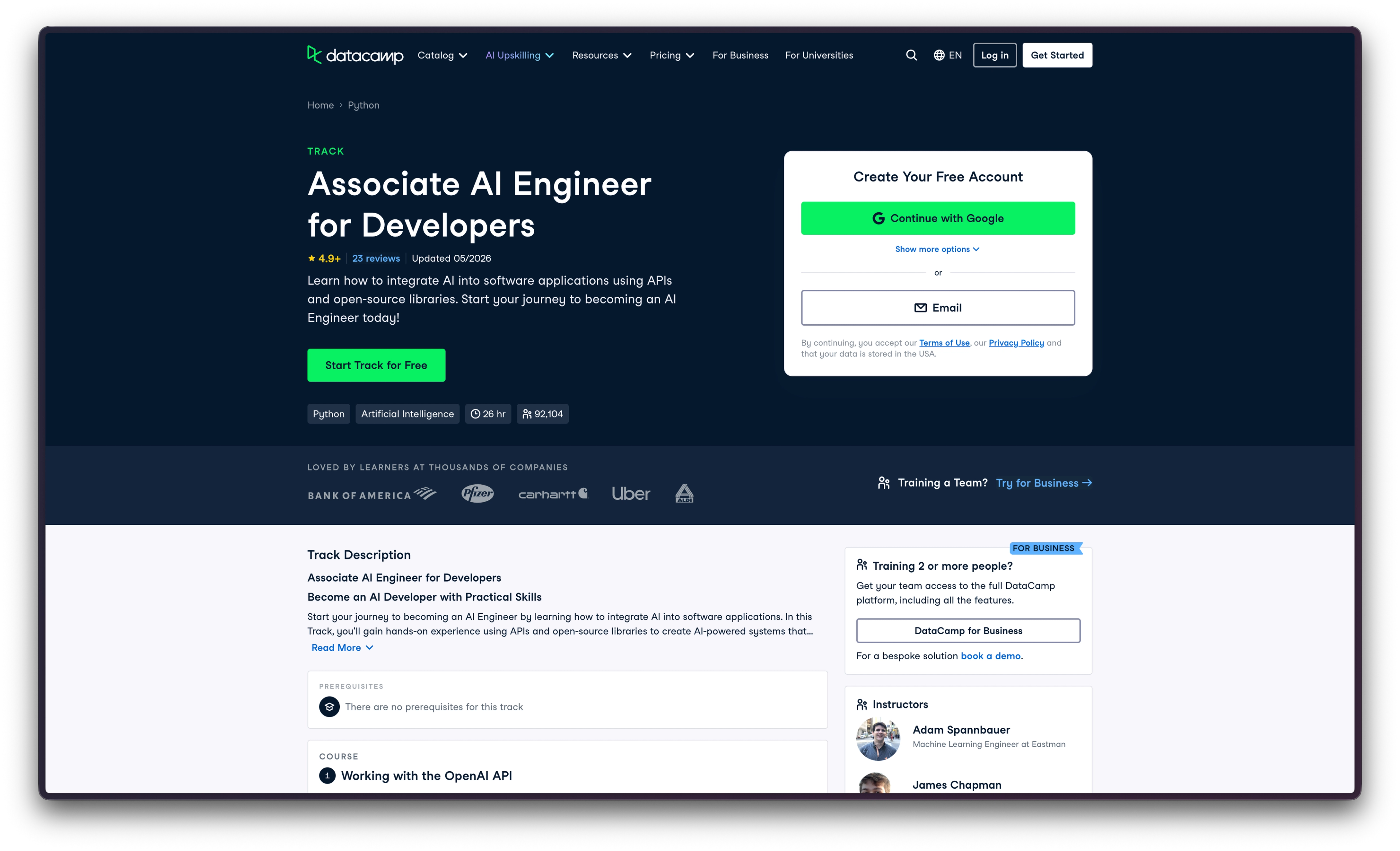 No. 3: DataCamp's Associate AI Engineer track turns developers into job-ready builders