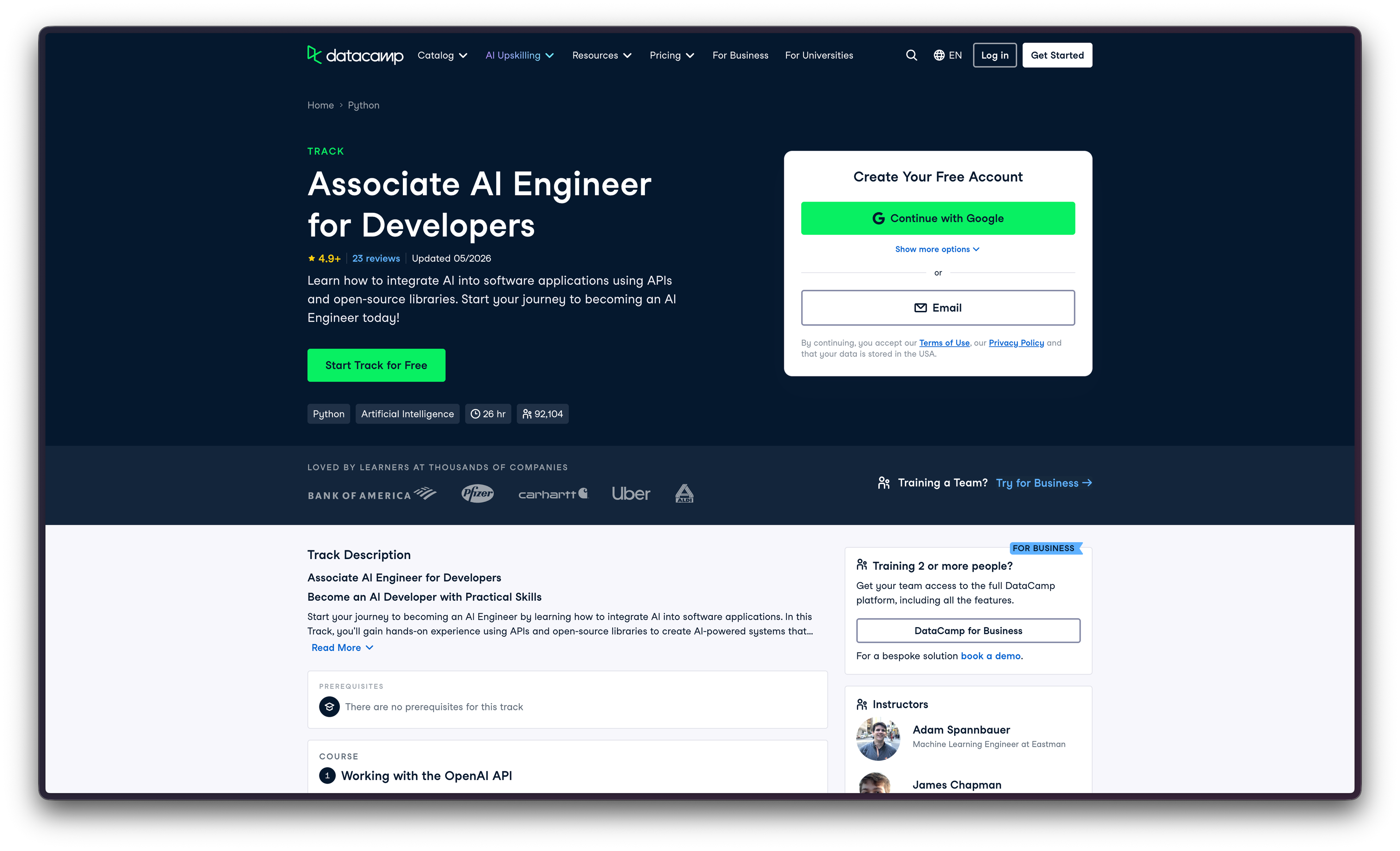 No. 3: DataCamp's Associate AI Engineer track turns developers into job-ready builders