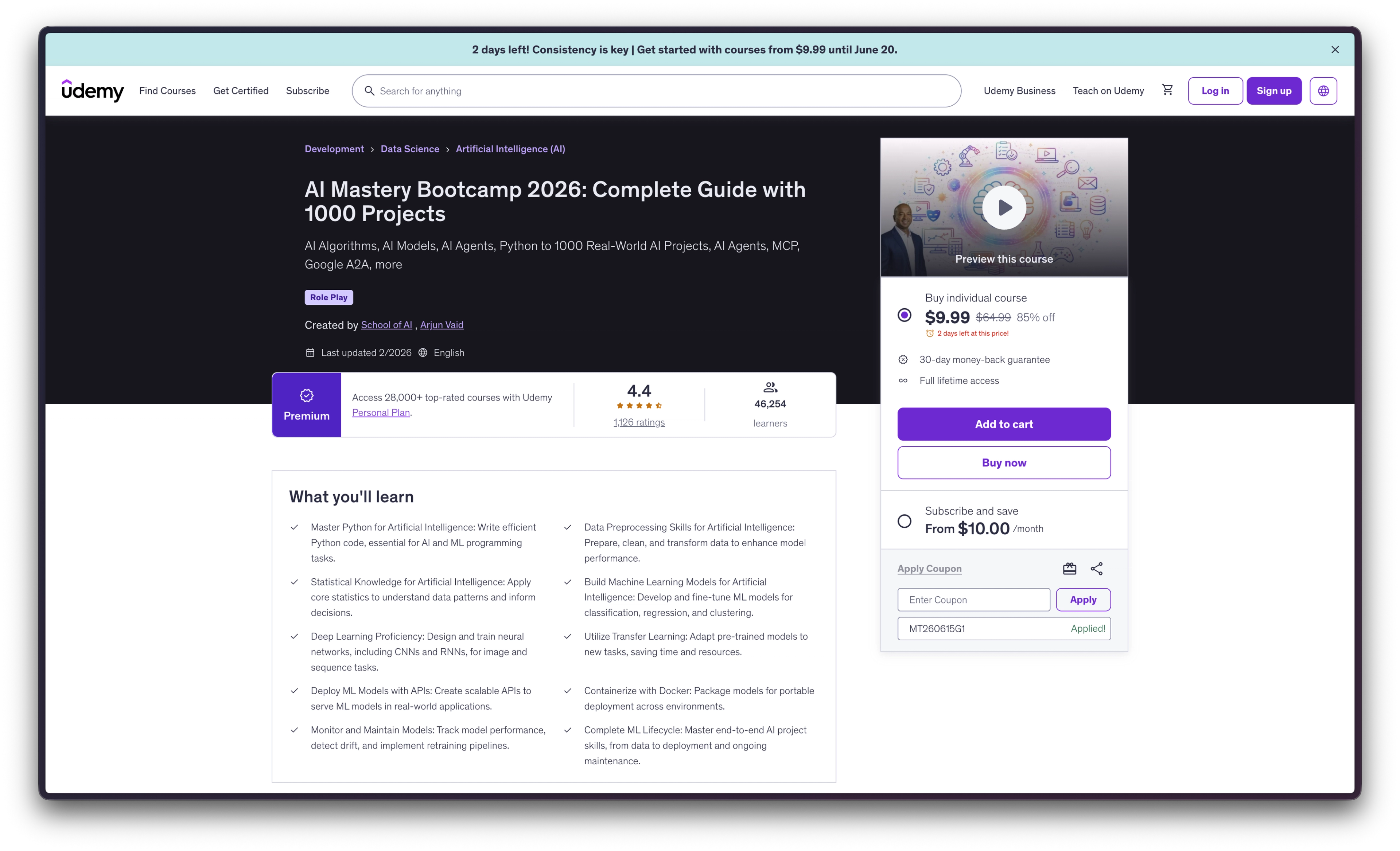 No. 4: The AI Mastery Bootcamp goes wide with 1,000 hands-on projects