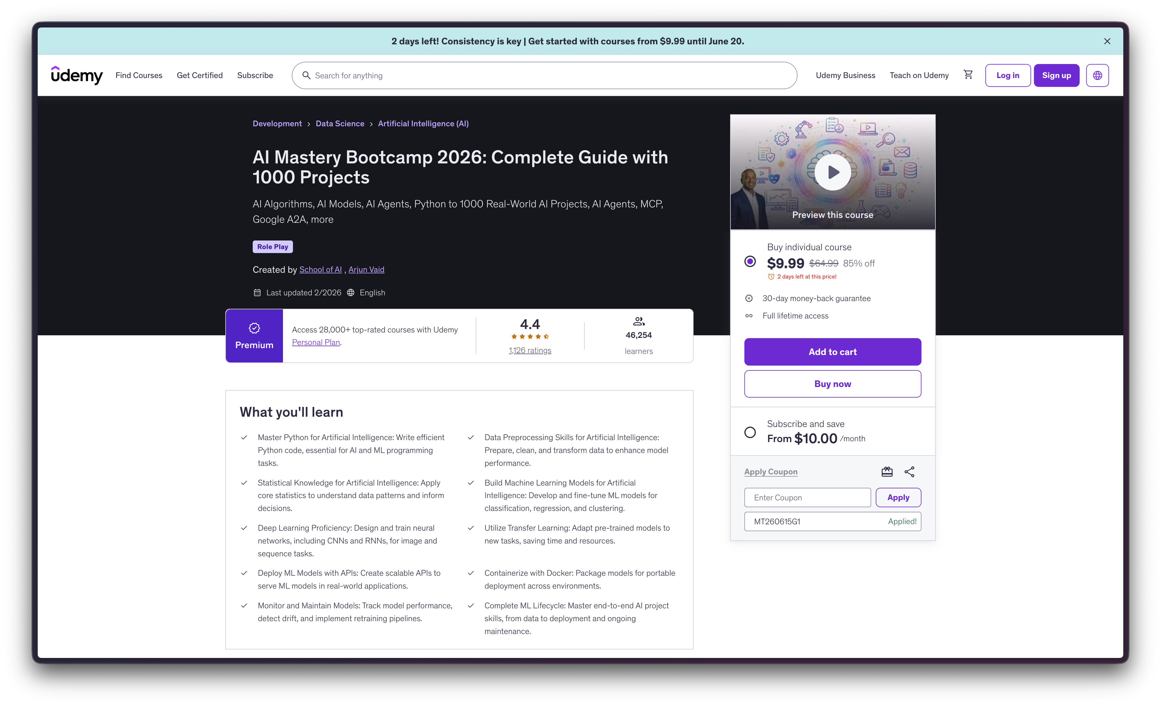 No. 4: The AI Mastery Bootcamp goes wide with 1,000 hands-on projects
