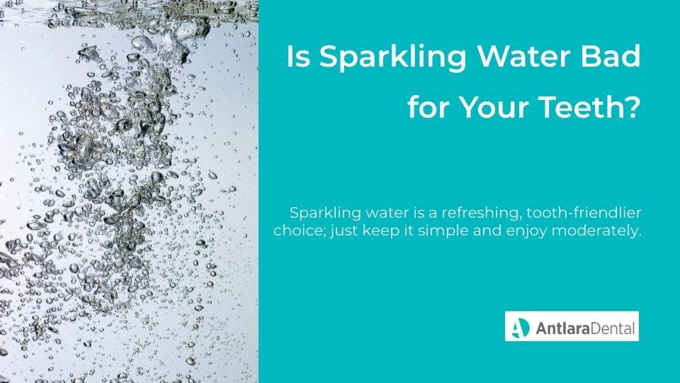 Bubbles in water beside the title text about sparkling water