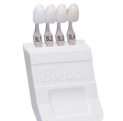 Bleach shade guide with four tooth samples labelled BL1 to BL4