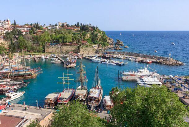 Antalya old harbour with boats