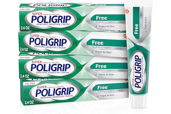Super Poligrip zinc-free denture adhesive cream packs