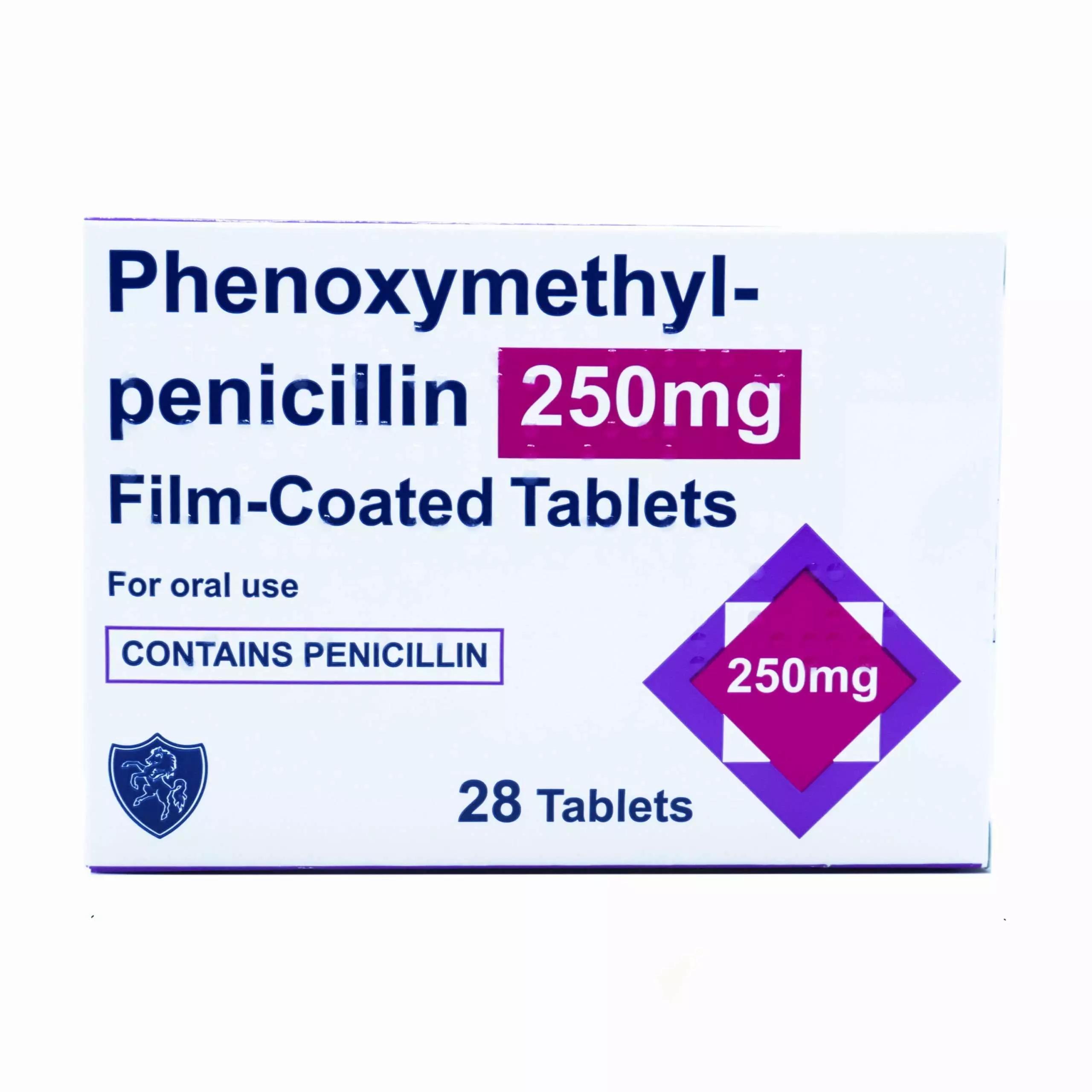 Fenoksimetilpenisilin 250 mg film kaplı tablet kutusu