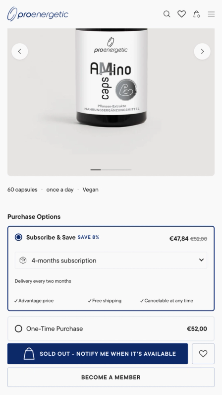 Proenergetic site on mobile