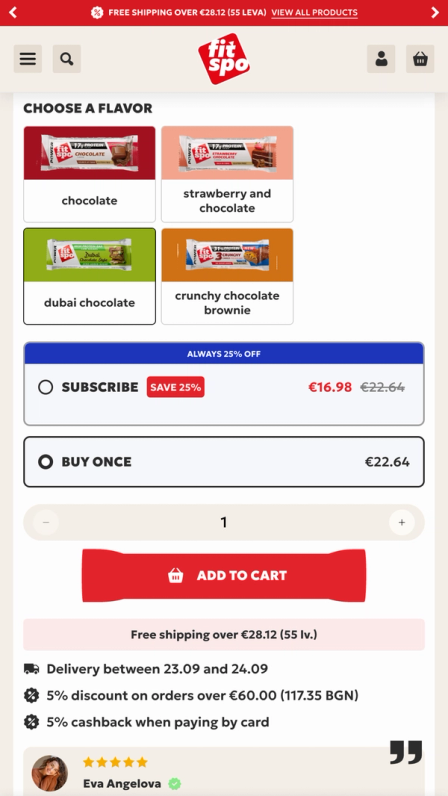 Fitspo site on mobile