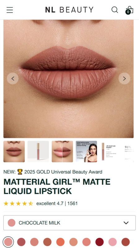 NL Beauty site on mobile