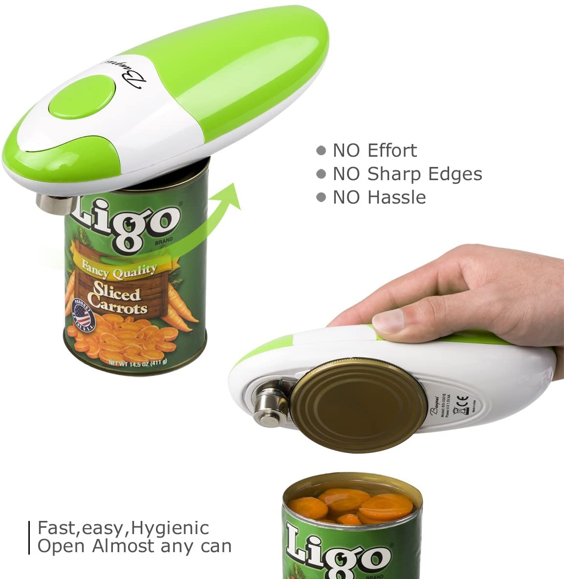 Kitchen Automatic Safety Cordless One Tin Touch Electric Can Opener& Bangrui Professional Electric Can Opener.One-Touch Switch .Smooth can Edge.Being Friendly to Left-Hander and arthritics!