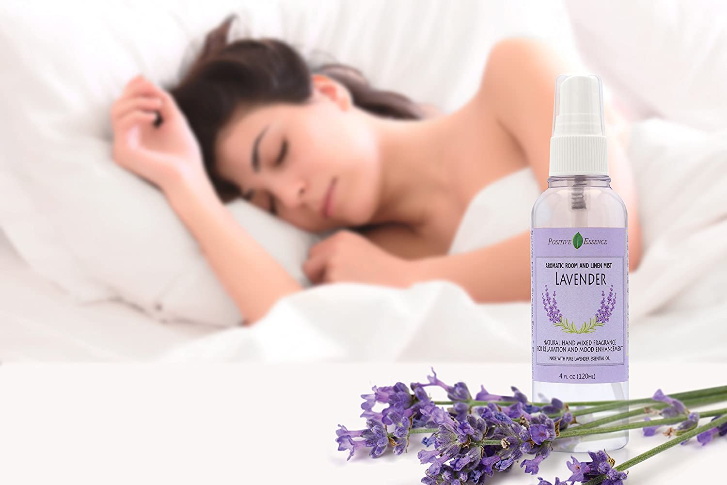 Positive Essence Lavender Pillow and Room Spray, Natural Essential Oil Linen Spray