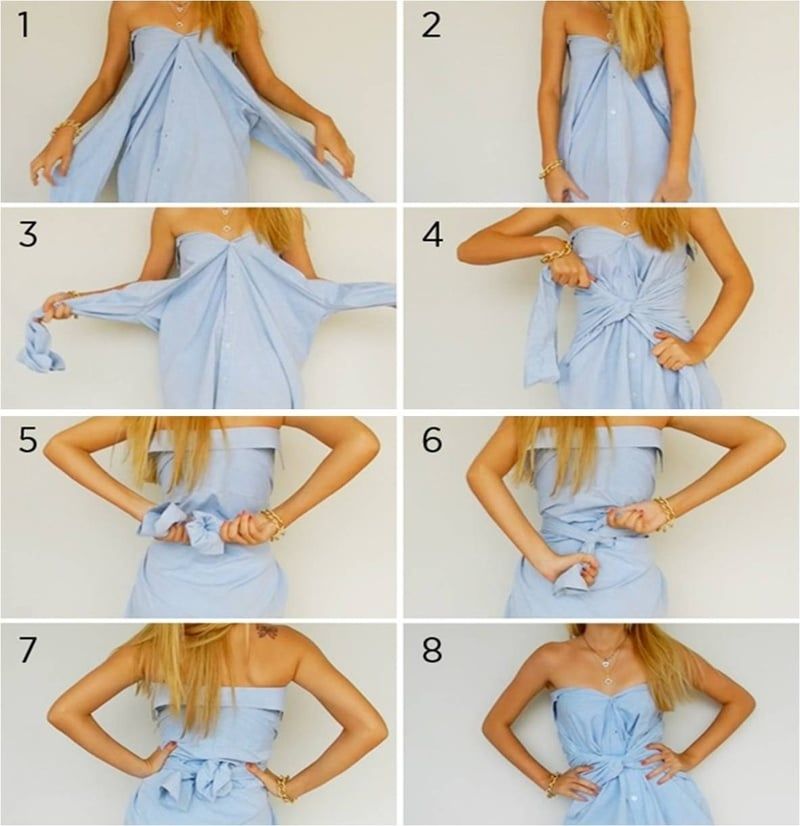 turn boyfriend shirt into off shoulder top