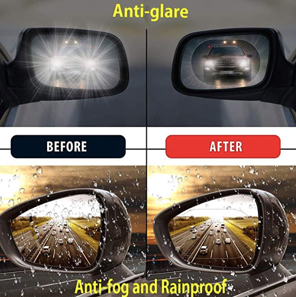 Car Side View Mirror Anti-Glare Film- Rear View Mirror HD Nano Anti Glare Anti Fog Rainproof Waterproof Membrane for Automobile Rearview Mirror and Side Window