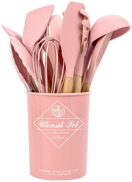 Silicone with wooden handle Kitchen Utensil Set - 12 pieces Cooking Utensils