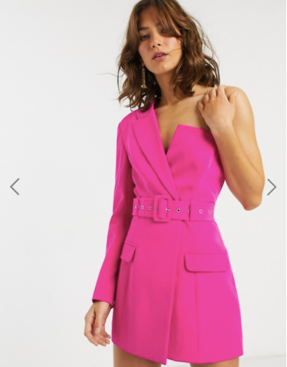 asymmetric belted longline blazer