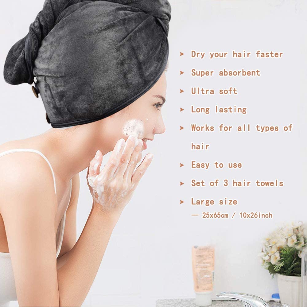 Super Absorbent Microfiber Hair Wrap Towel