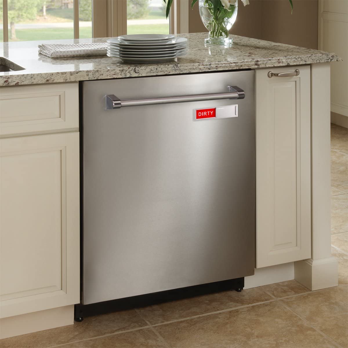 KitchenTour Clean Dirty Magnet for Dishwasher Upgrade Super Strong Magnet - Easy to Read Non-Scratch Magnetic Silver Indicator Sign with Clear, Bold &.