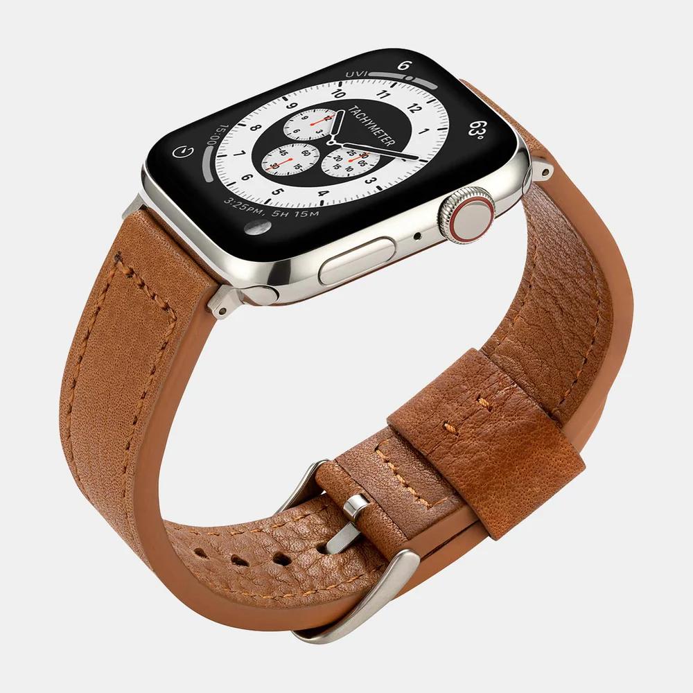 LOND LUXURY APPLE WATCH STRAP - KHAKI LEATHER