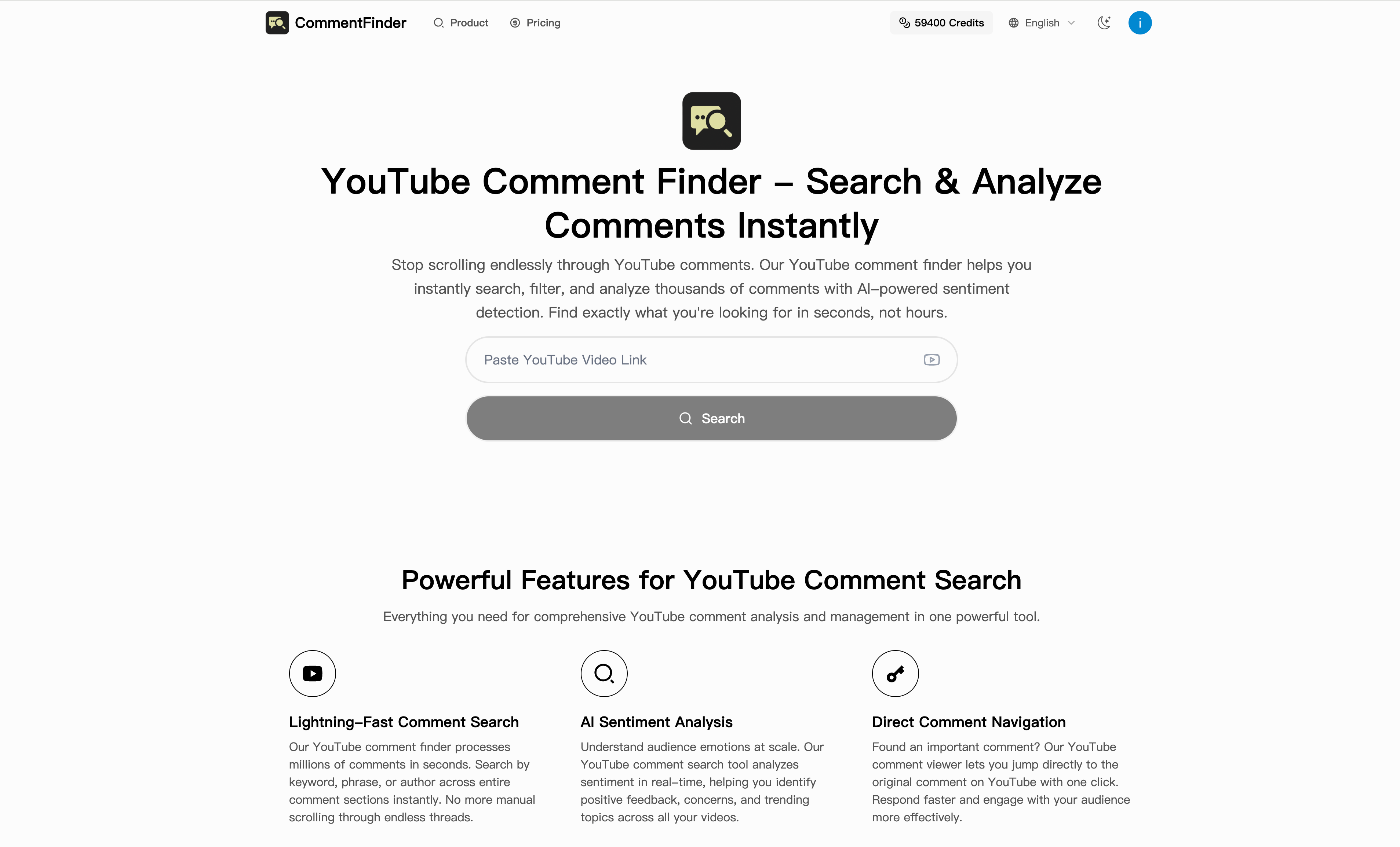 YouTube comment finder