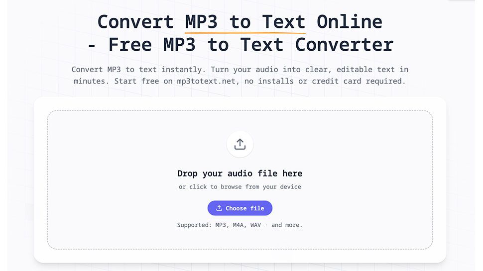 Free MP3 to Text Online Converter