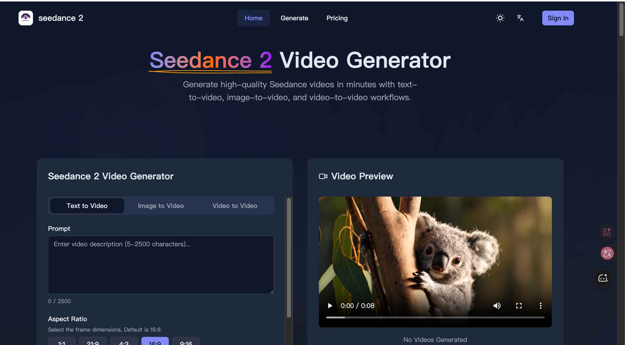 Seedance 2 Video Generator