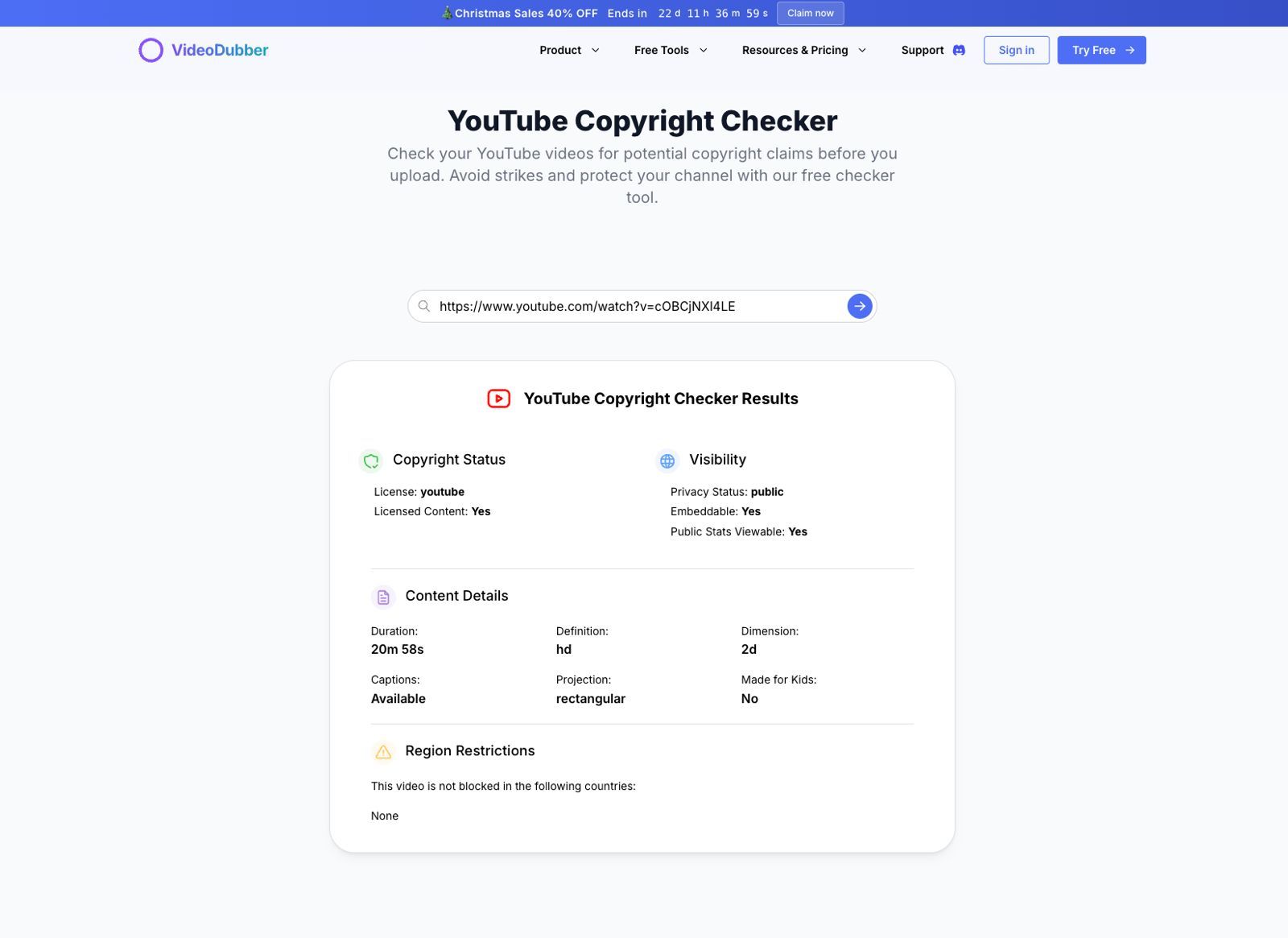 YouTube Copyright Checker