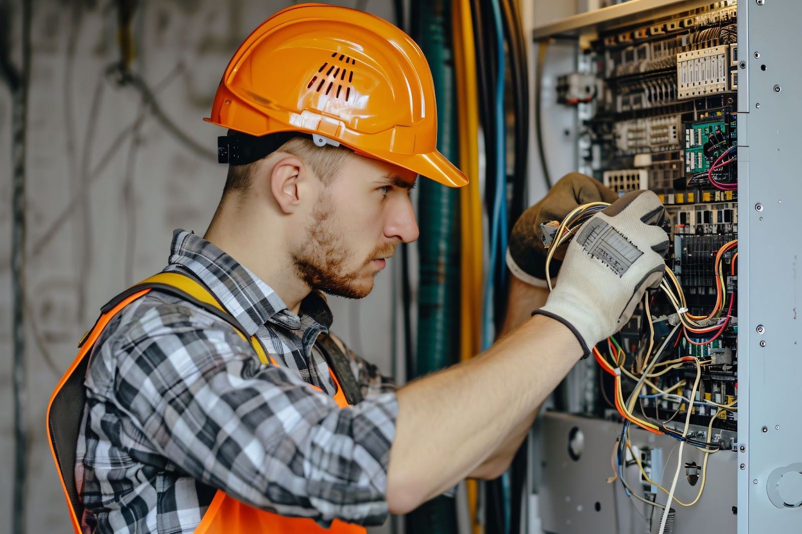 Avariielektrik töötab elektrikilbi kallal öösel