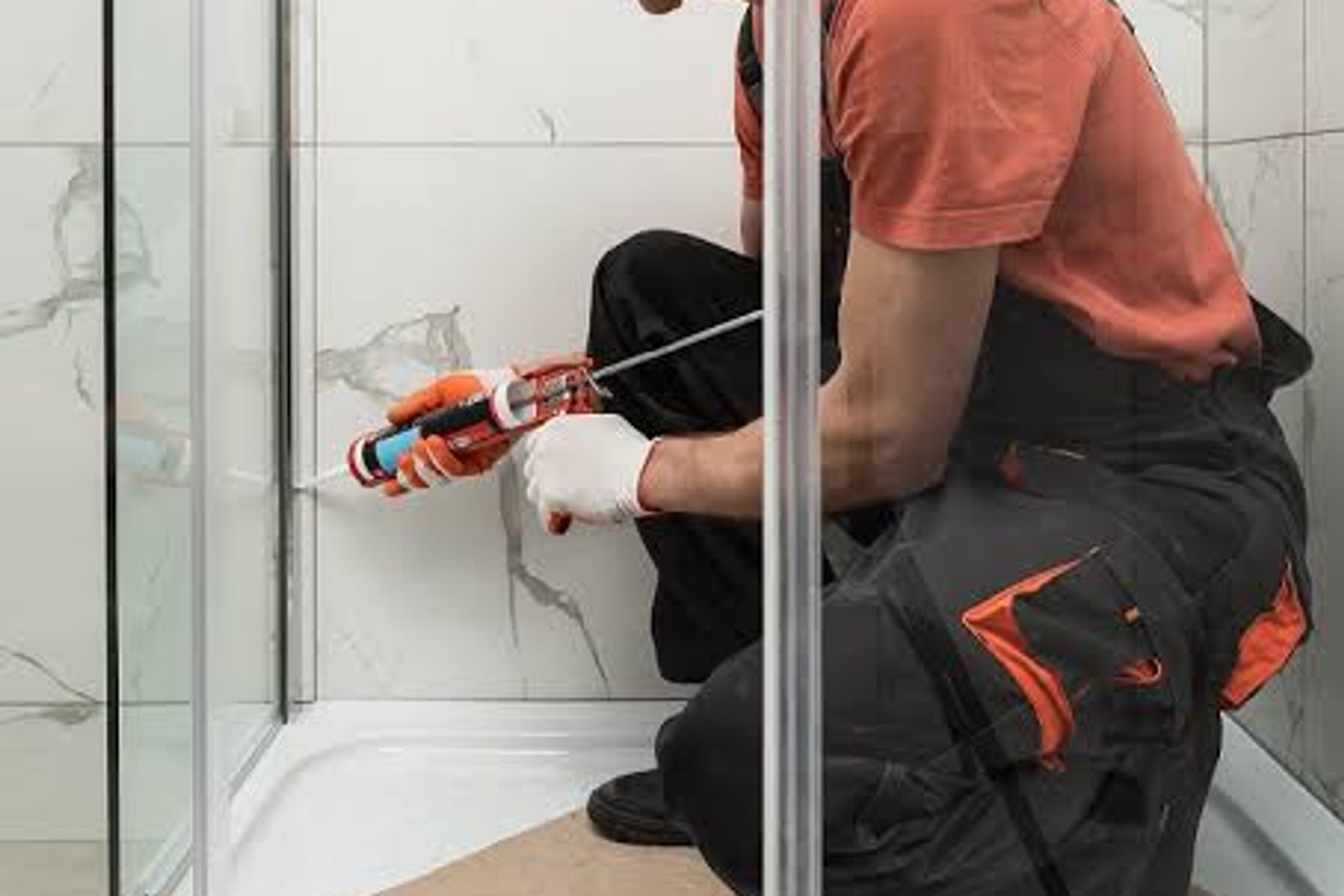 New shower cabin installed in a Tallinn bathroom — corner enclosure with sliding doors
