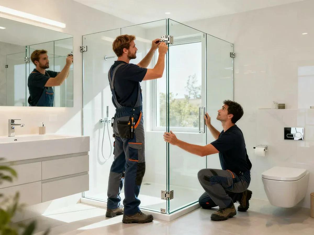 Shower cabin installation in Tallinn — professional fitting and plumbing connections