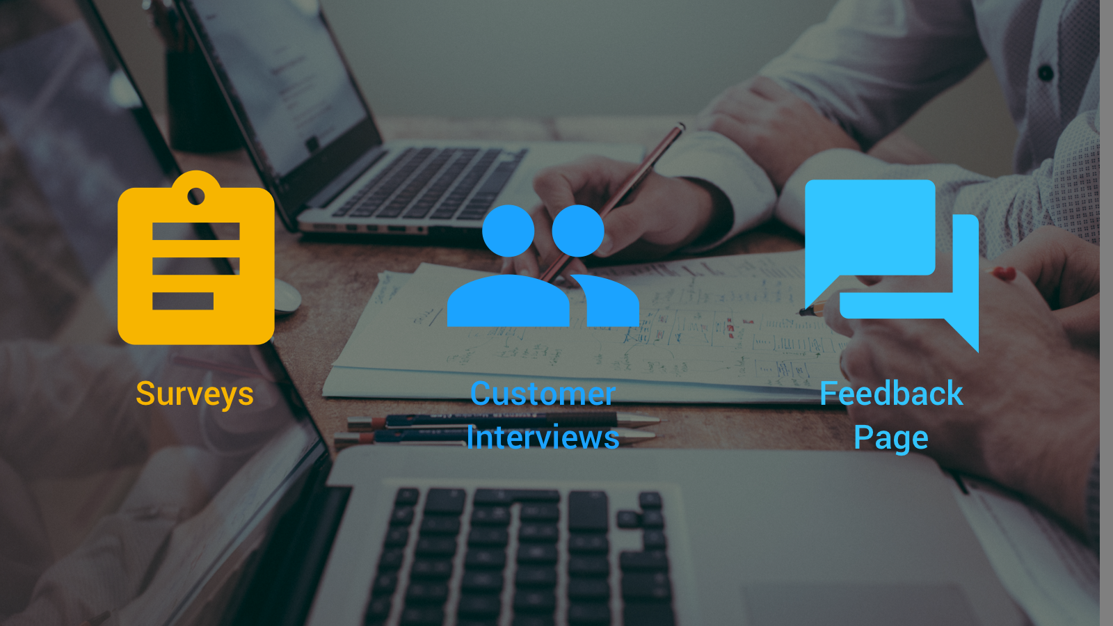 3 ways to collect customer feedback using surveys, customer interviews and feedback page
