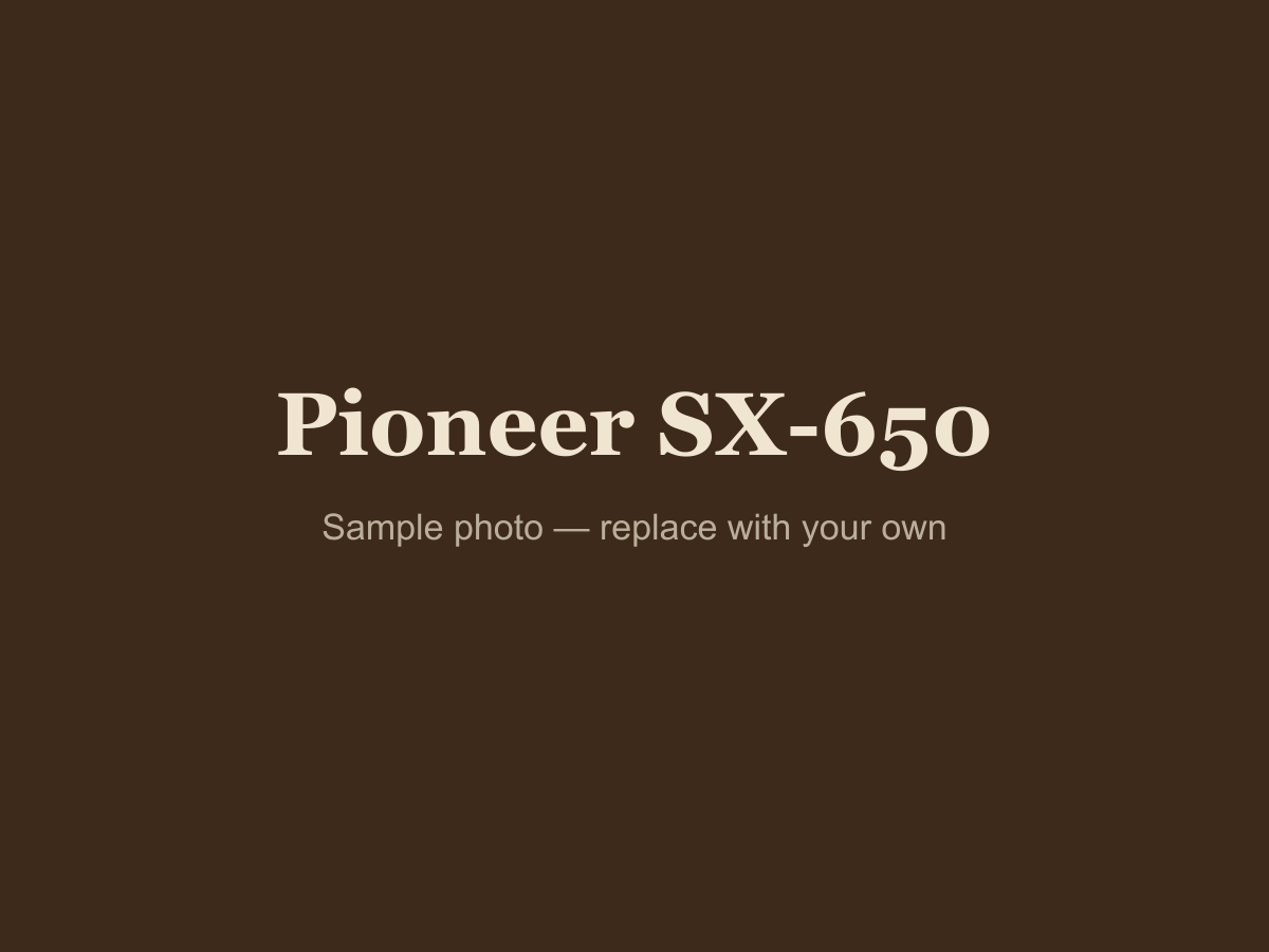 Pioneer SX-650 (Example — straight resale, edit or delete me) — Pioneer SX-650 receiver, front