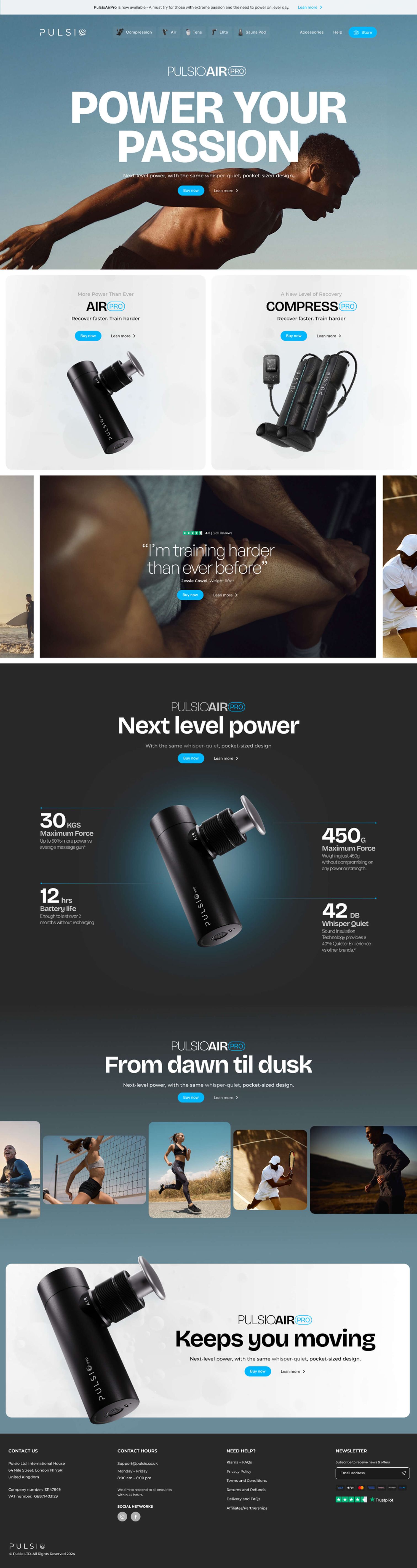 Full scrollable preview of the Pulsio homepage