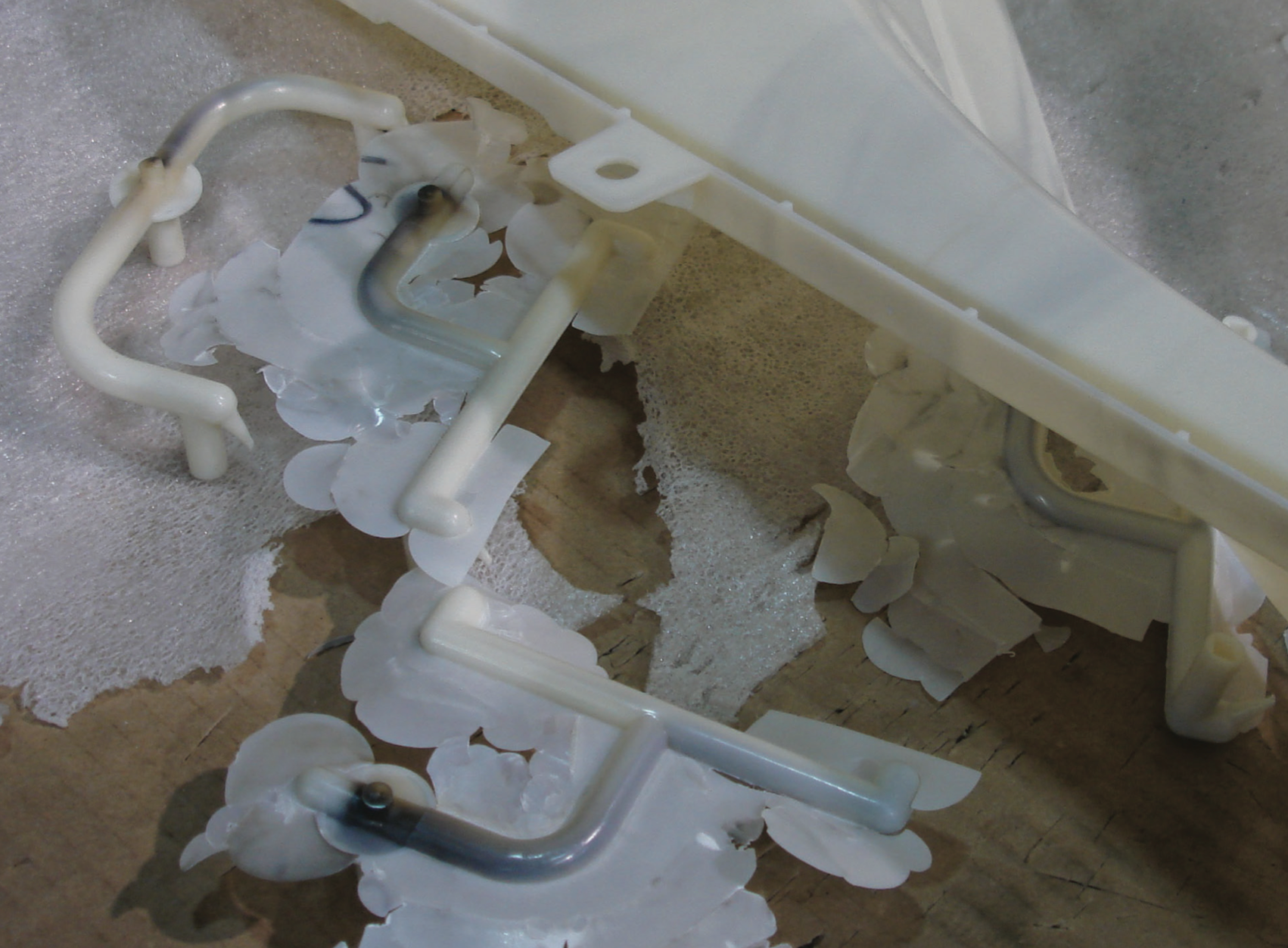 Melted, degraded material