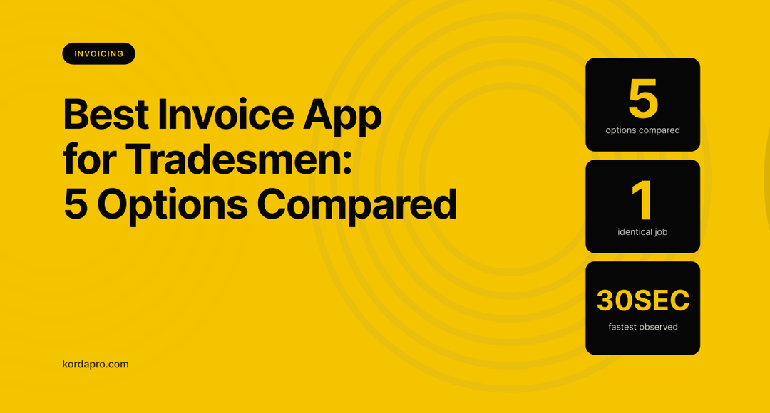 Best invoice app for tradesmen: five options compared, one identical job, fastest observed under 30 seconds