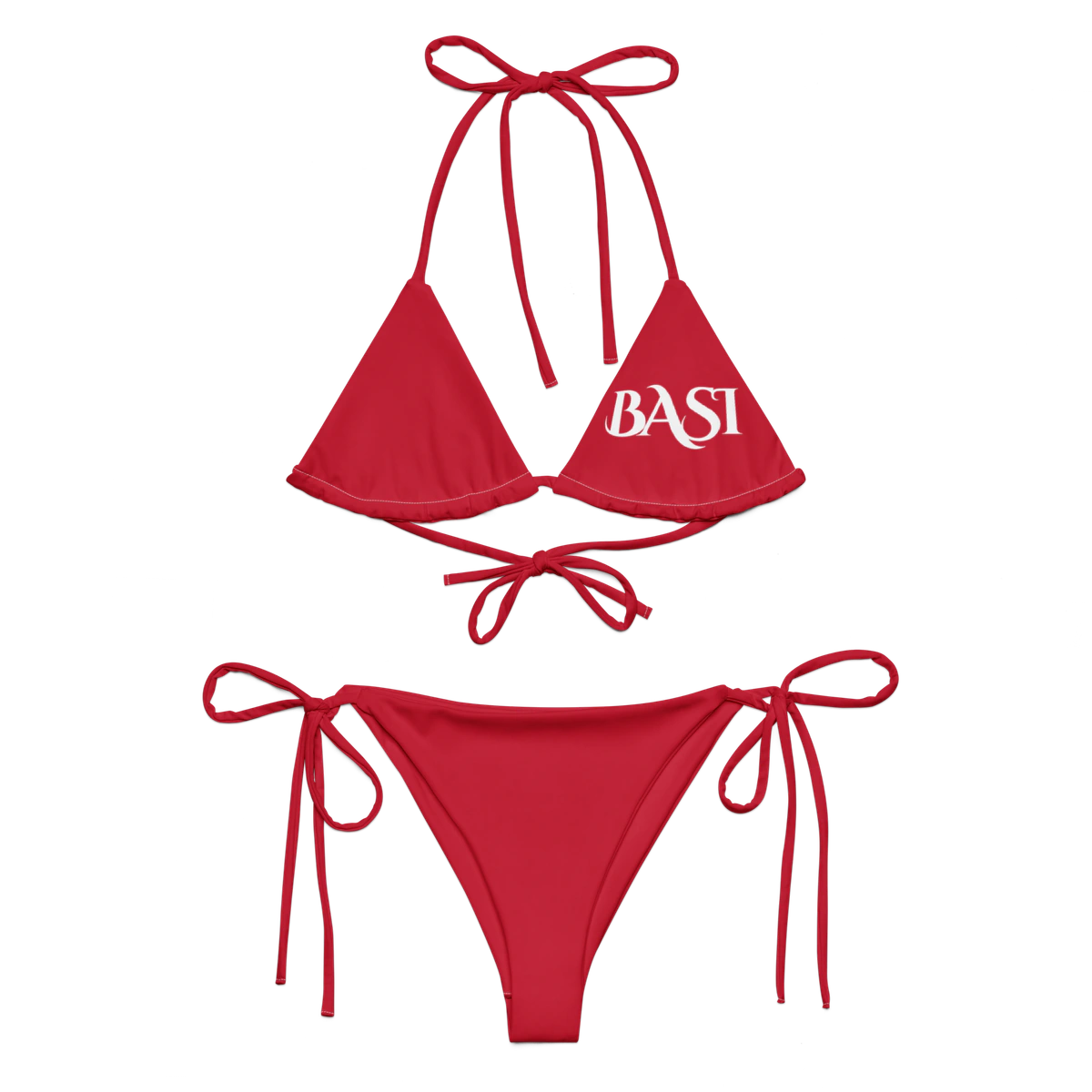 Front view of the BASI Red String Bikini