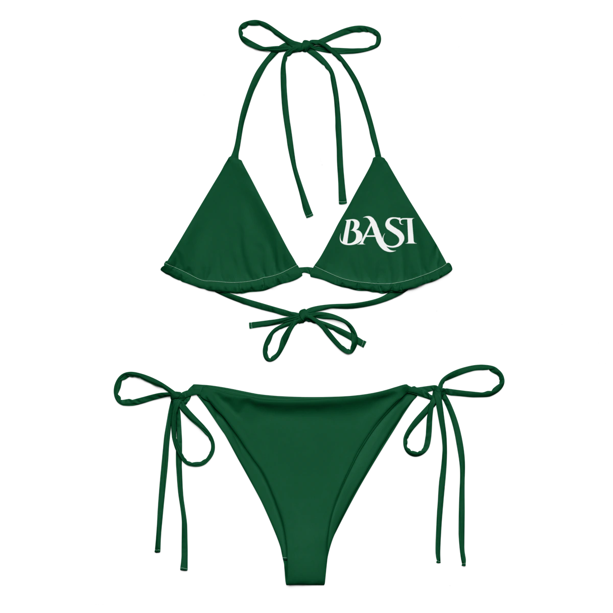 Front view of the BASI Forest Green String Bikini