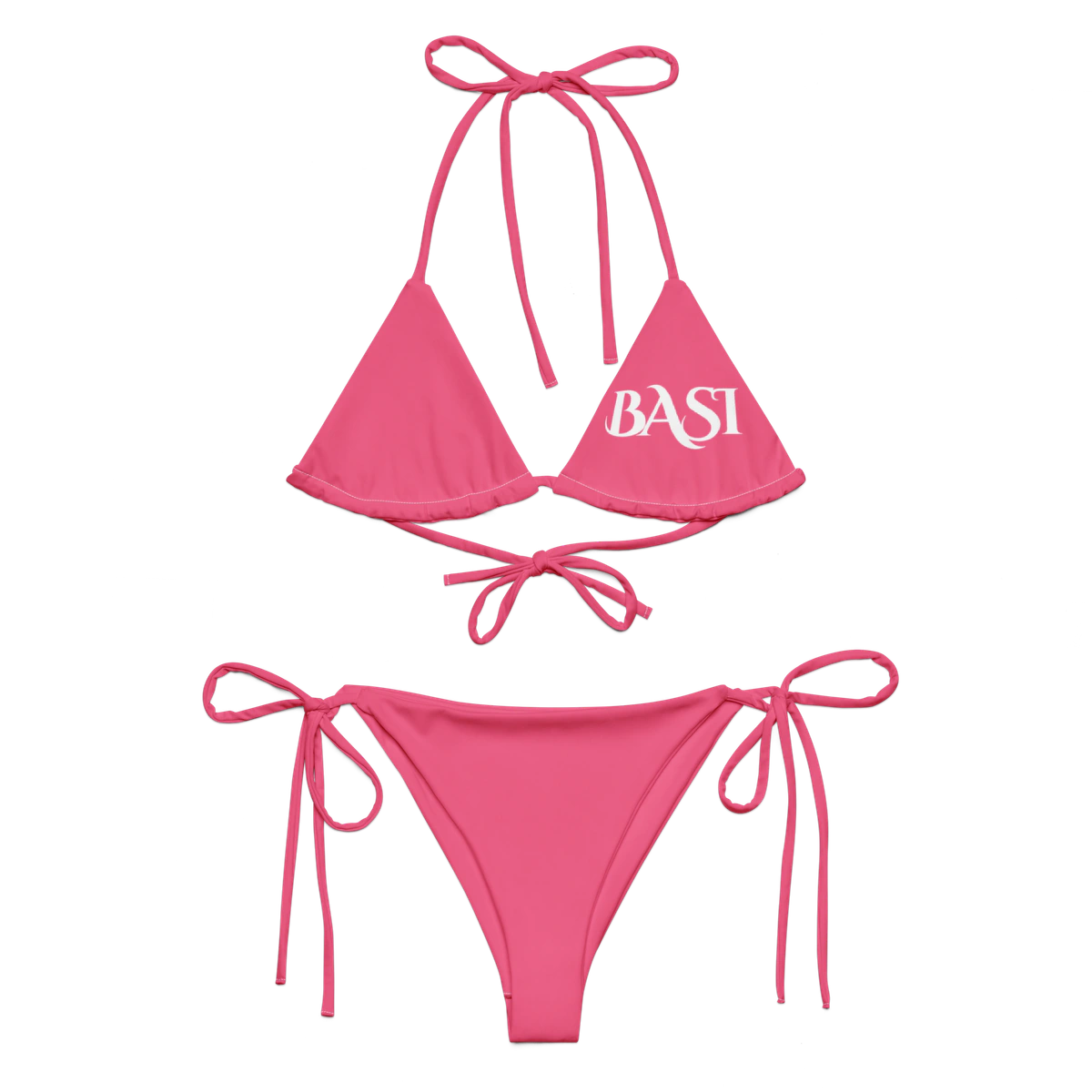 Front view of the BASI Brink Pink String Bikini