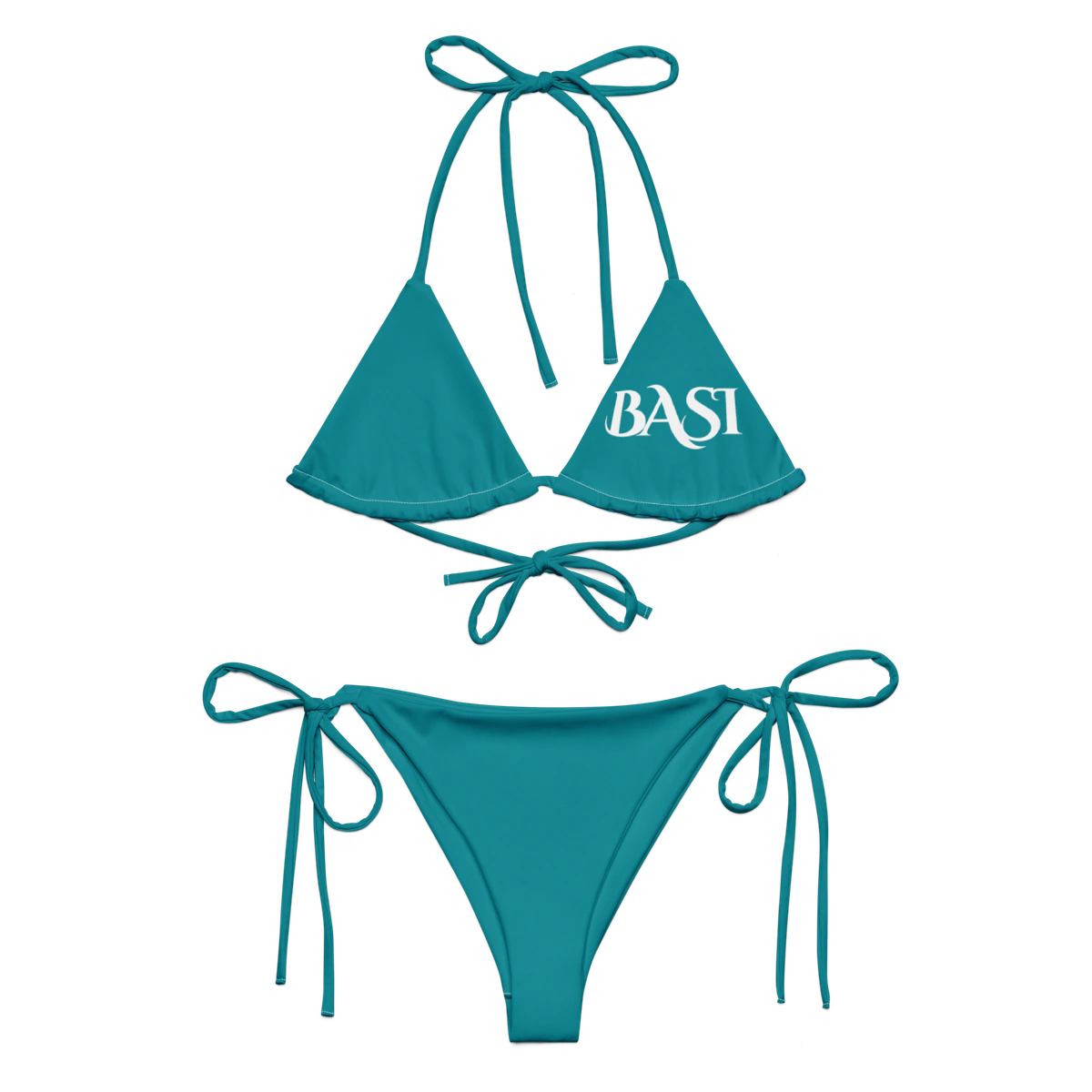 Front view of the BASI Eastern Blue String Bikini