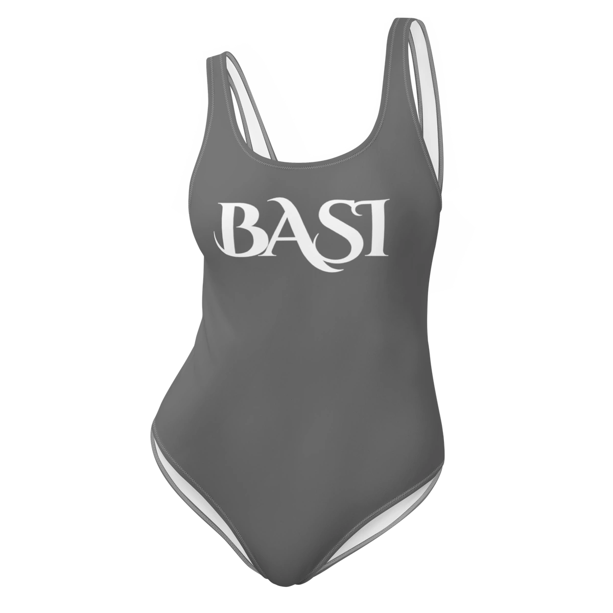 Front view of the BASI Grey One-Piece Swimsuit