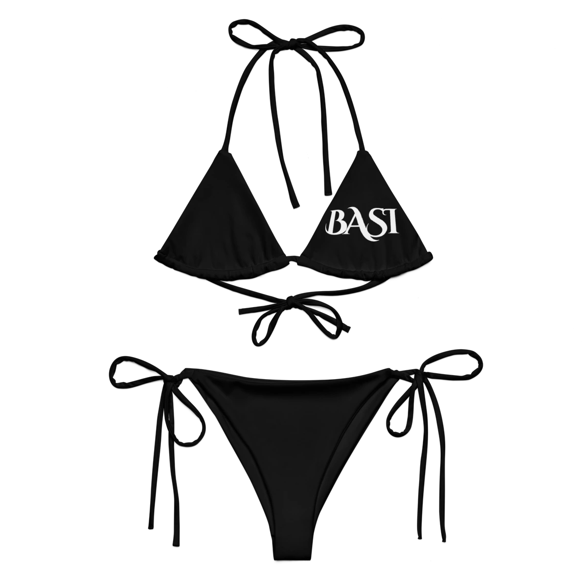Front view of the BASI Black String Bikini
