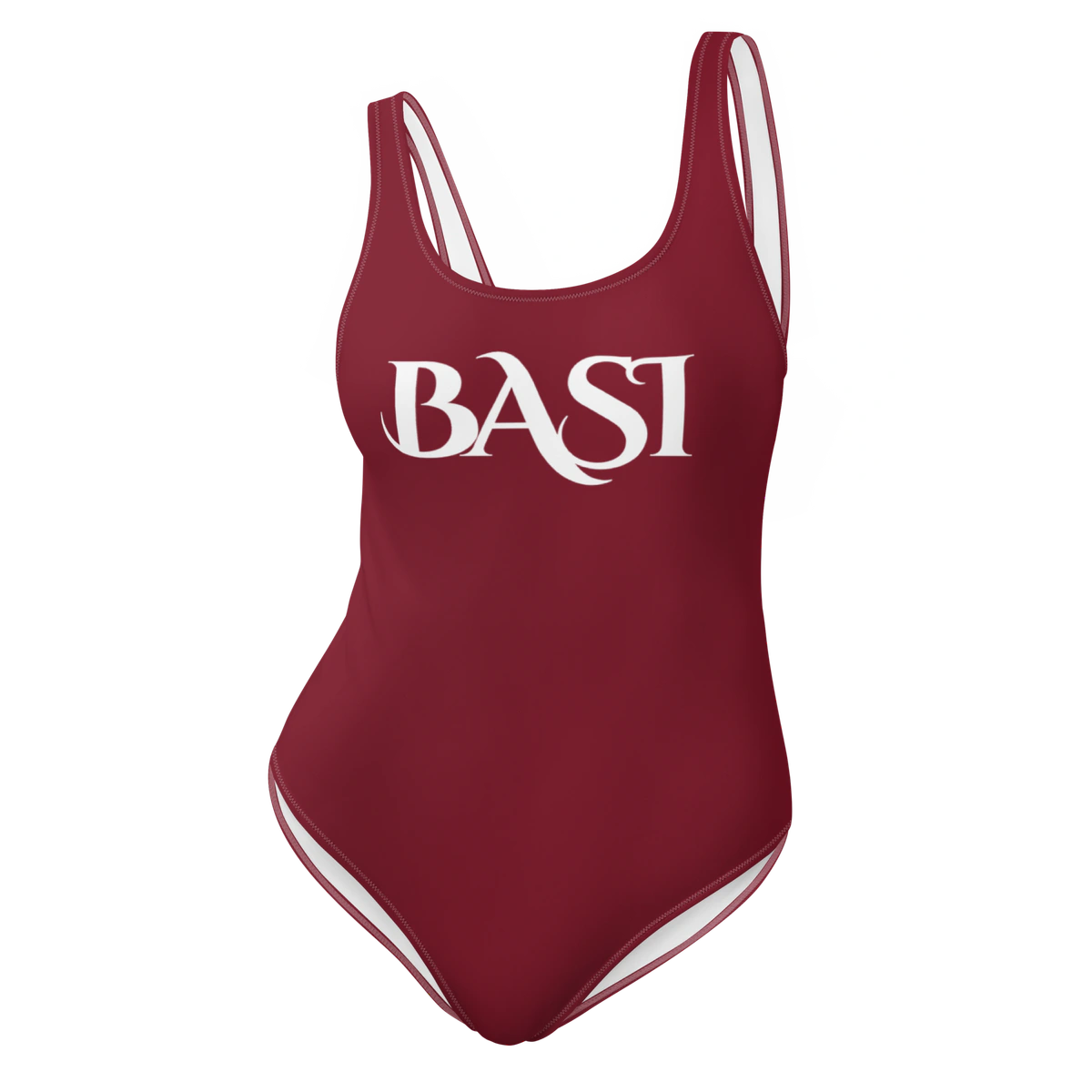 Front view of the BASI Burgundy One-Piece Swimsuit