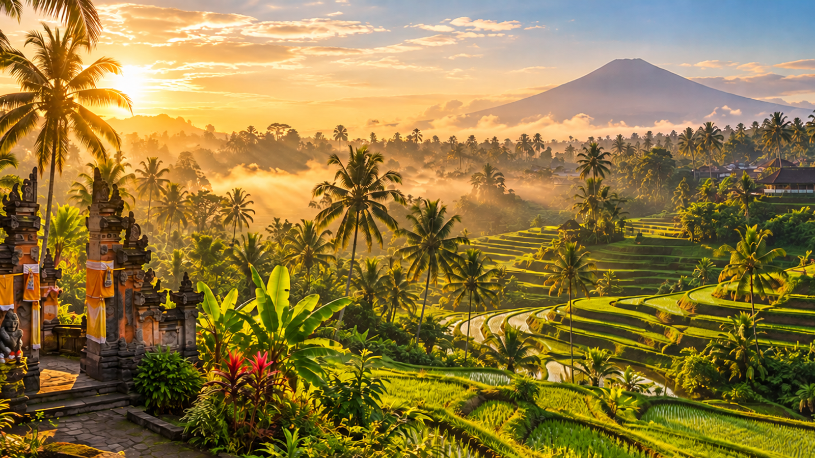 Illustrated Bali landscape for the Wellness in Bali guide