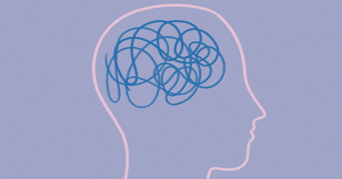 Abstract illustration of head and brain representing self-awareness