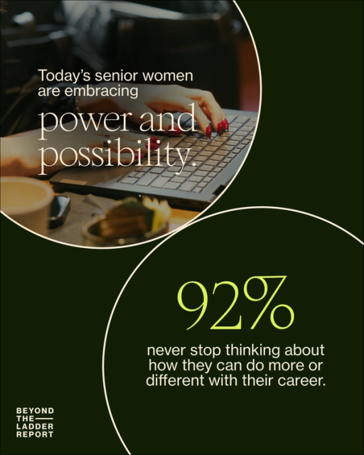 Today's senior women are embracing power and possibility. 92% never stop thinking about how they can do more or different with their career.
